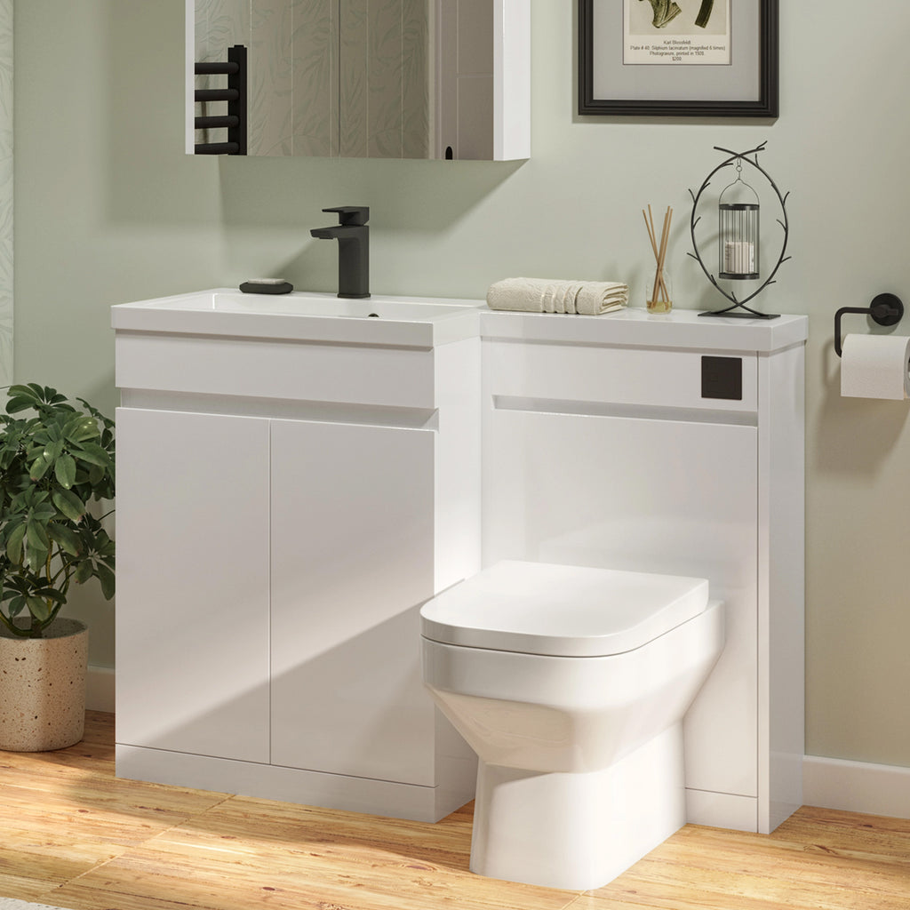 SWFU072 - Shenley  598mm x 810mm x 385mm 2 Door Handleless Floorstanding Vanity Unit - Matt White image