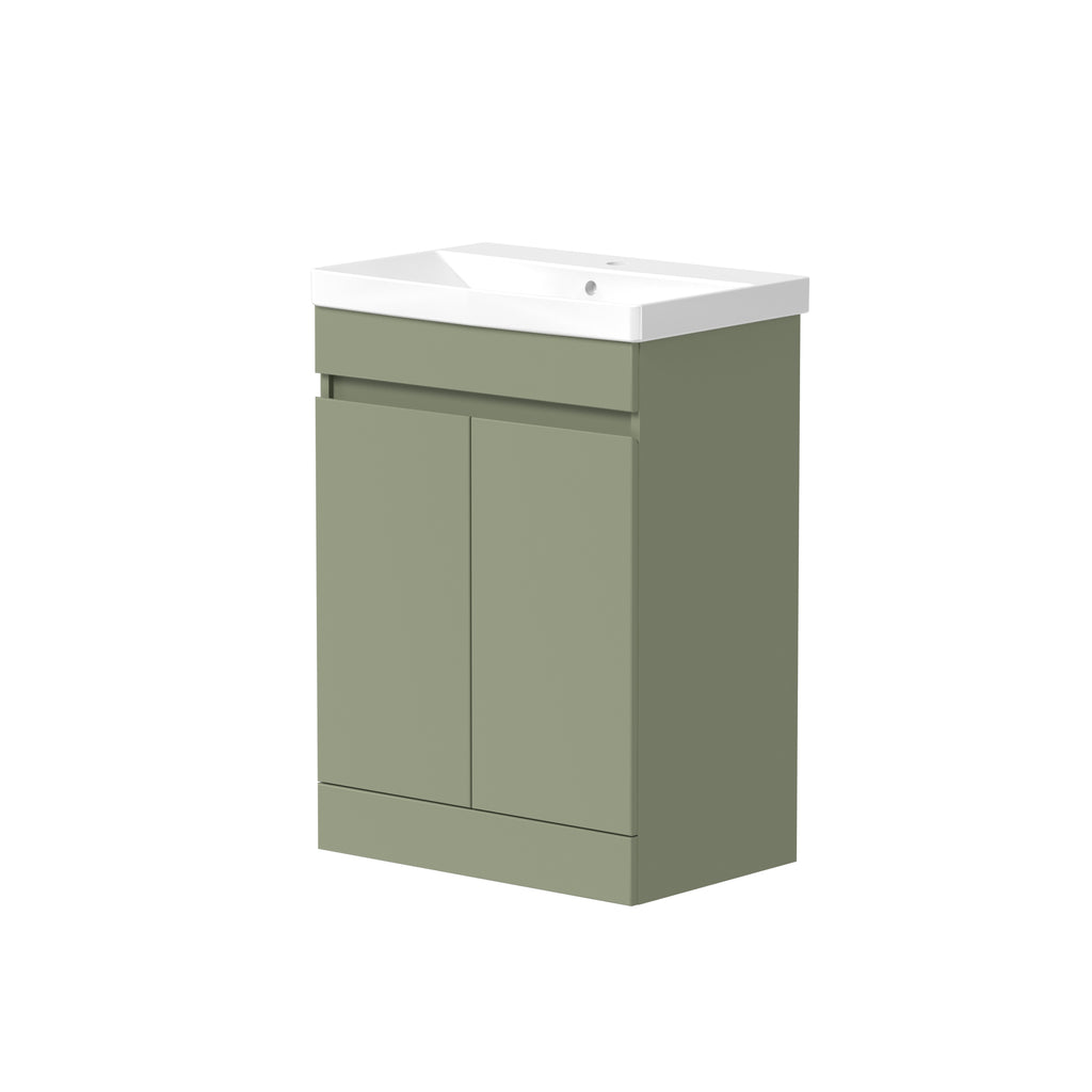 SWFU074 - Shenley 598mm x 810mm x 385mm 2 Door Handleless Floorstanding Vanity Unit - Savannah Green image