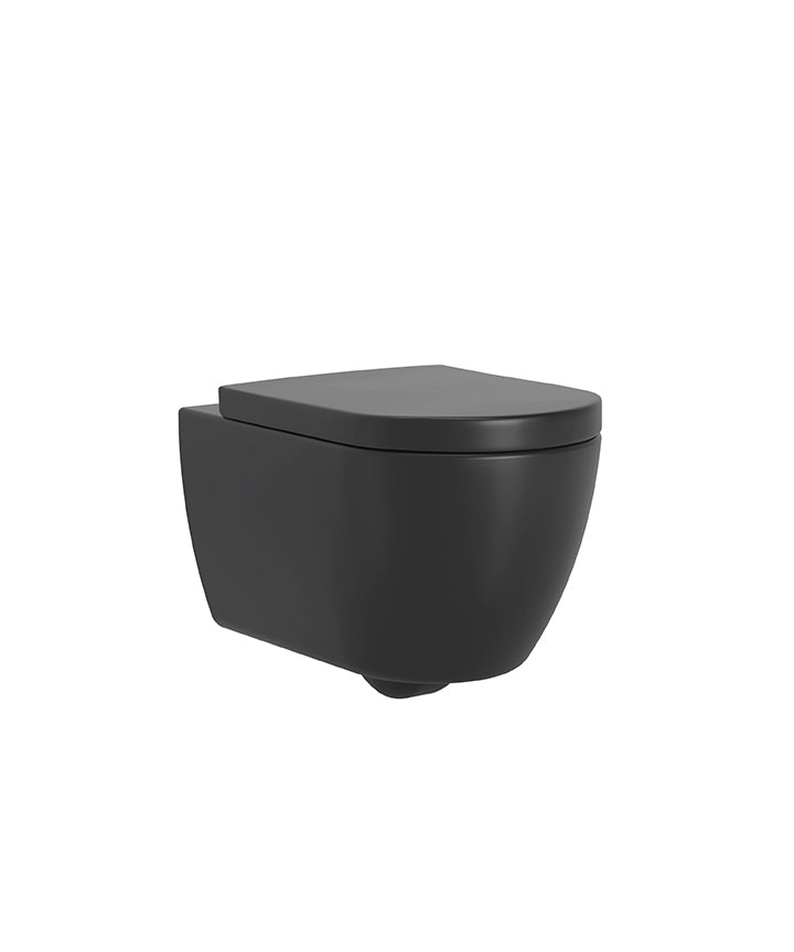 TDA-207-MN-CP - Davoli Wall Hung Pan & Wrap Seat - Matt Black & Chrome Hinge Cover Caps image
