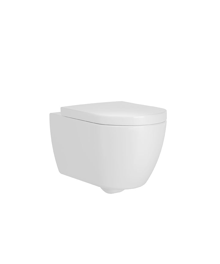 TDA-207-MW-MN - Davoli Wall Hung Pan & Wrap Seat - Matt White & Matt Black Hinge Cover Caps image