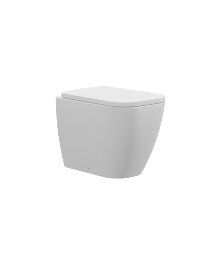 TDA-711-MW-BB - Davoli Back To Wall Rimless Soft Square Pan, Wrap Seat -  Matt White Ceramic & Brushed Brass Hinge Cover Caps image