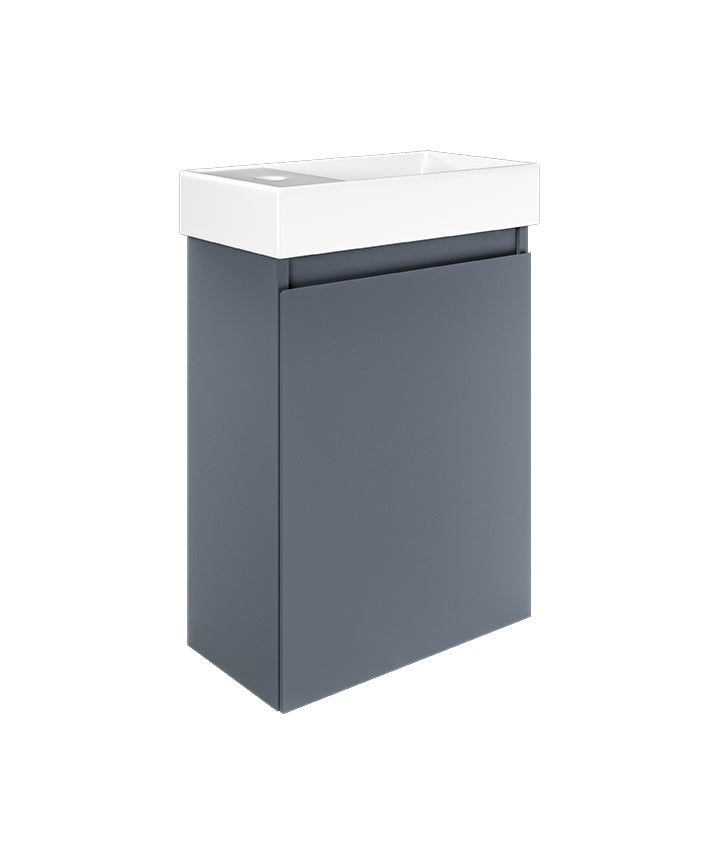 TMZ-301-BU-LH - Mozzano Cloakroom Furniture Unit - Midnight Blue Left Hand image