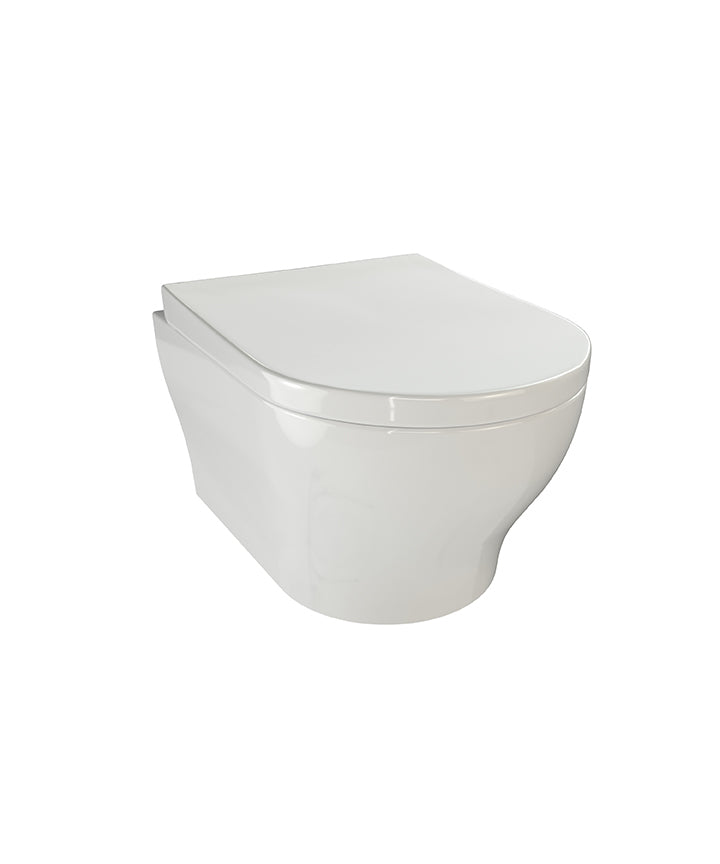 TNE-207-BB - Nerola Rimless Wall Hung Pan and Wrapover Seat - Brushed Brass image