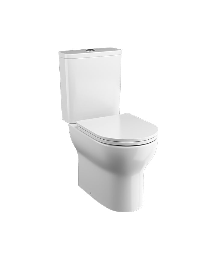 TNE-309-CP - Nerola Rimless Closed Coupled  Open Back Pan, Cistern and Slimline Seat - Chrome image