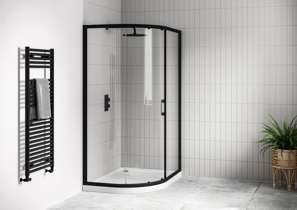 TRV-102-MN - Rivelo single door 900 x 900 quad enclosure - Matt Black image