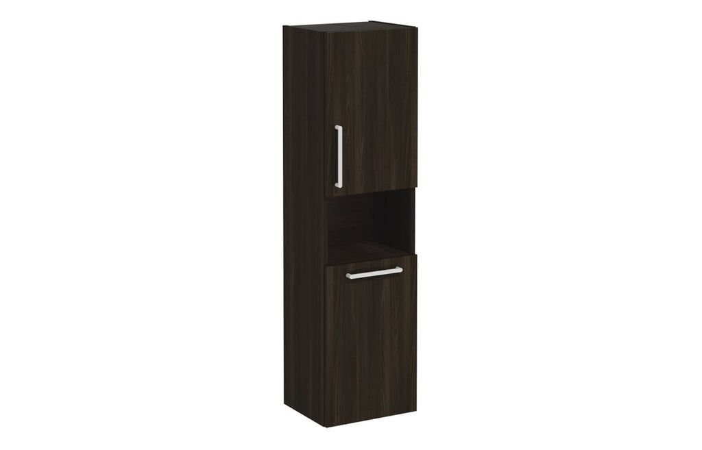 VTFT0348 - VitrA Root Flat 40cm 2 Door Semi-Tall Unit w/Laundry Basket (RH Hinge) - Walnut image