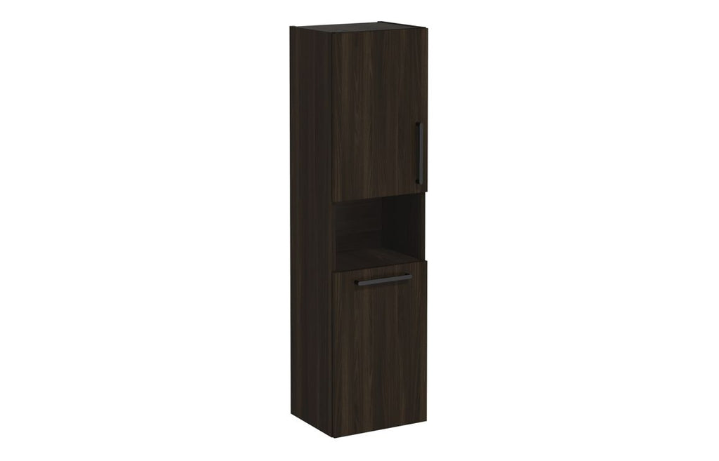VTFT0330 - VitrA Root Flat 40cm 2 Door Semi-Tall Unit w/Laundry Basket (LH Hinge) - Walnut image