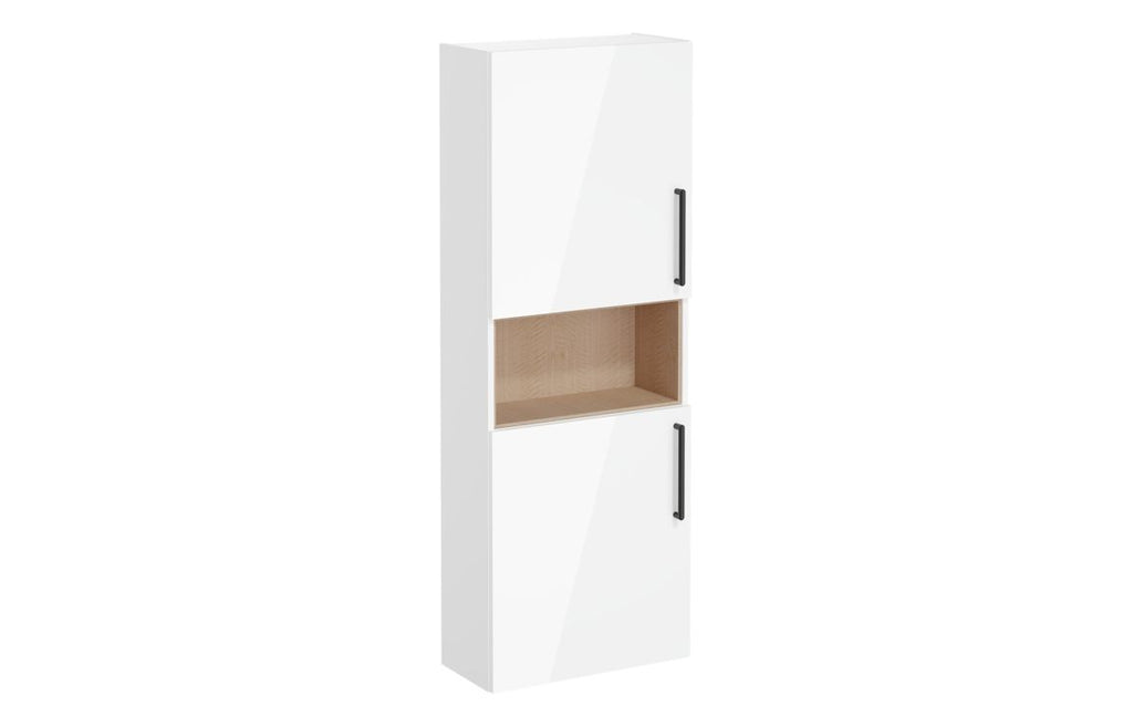 VTFT0556 - VitrA Root Flat 55cm 2 Door Semi-Tall Unit (LH Hinge) - High Gloss White image