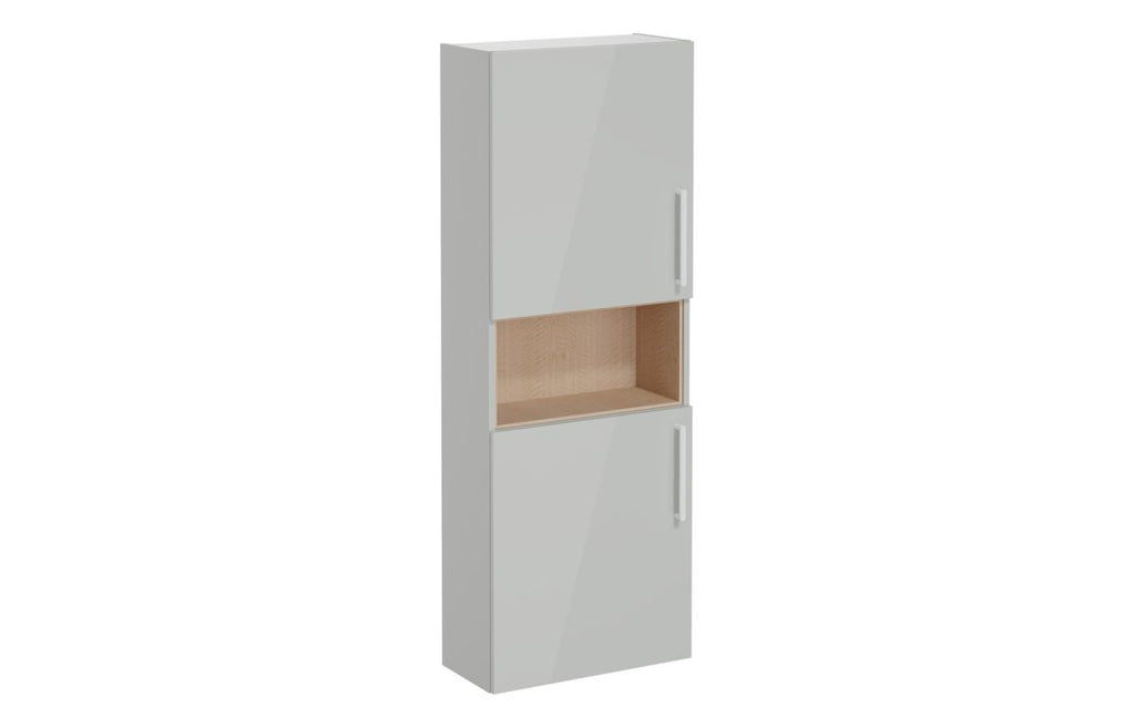 VTFT0352 - VitrA Root Flat 55cm 2 Door Semi-Tall Unit (LH Hinge) - Shiny Pearl Grey image