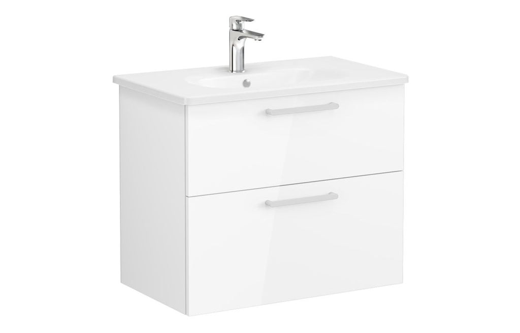 VTFT1366 - VitrA Zentrum 80cm 2 Drawer W/H Washbasin Unit - High Gloss White image