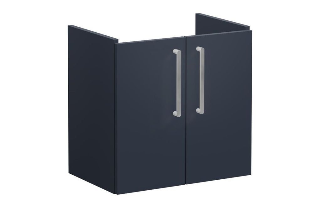 VTFT1392 - VitrA Root Flat 60cm 2 Door Wall Hung Slim Washbasin Unit - Matt Dark Blue image