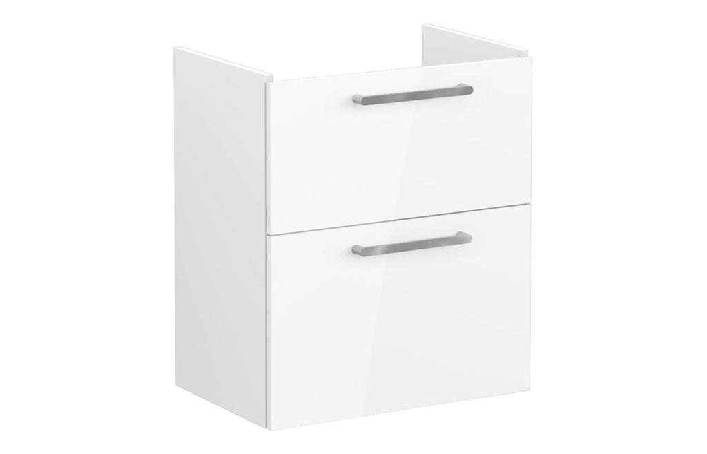 VTFT1492 - VitrA Root Flat 60cm 2 Drawer Slim Washbasin Unit - High Gloss White image