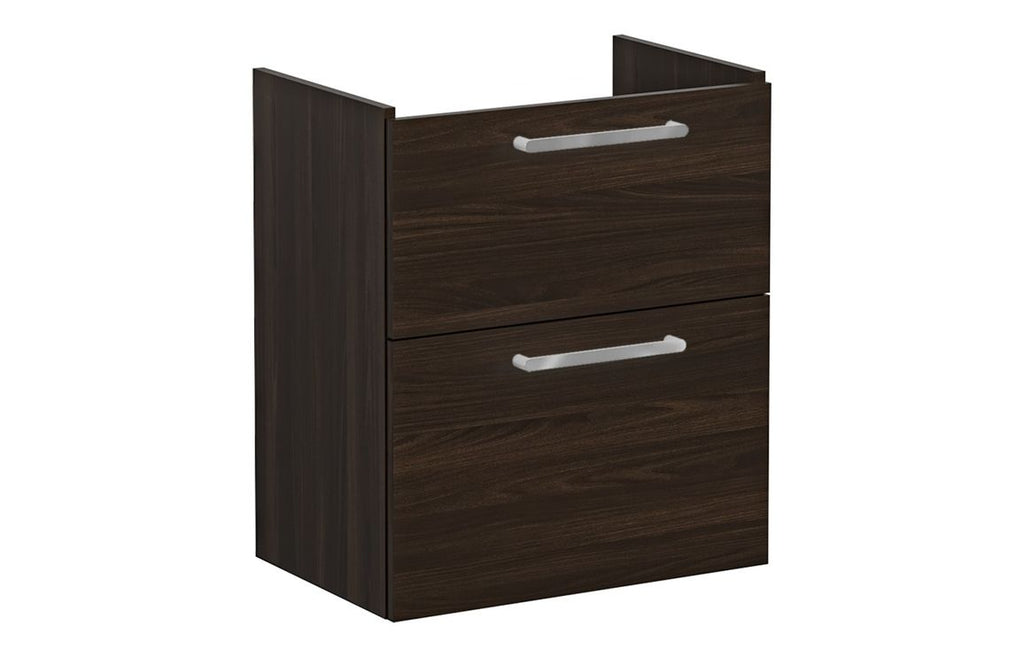 VTFT1438 - VitrA Root Flat 60cm 2 Drawer Slim Washbasin Unit - Walnut image