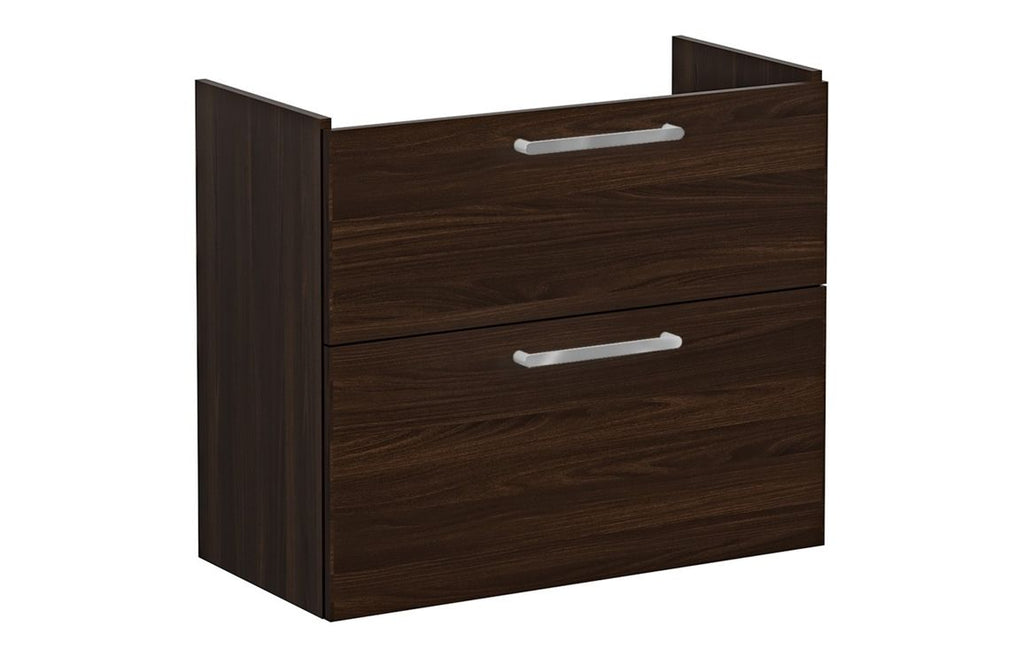 VTFT0988 - VitrA Root Flat 80cm 2 Drawer Slim Washbasin Unit - Walnut image