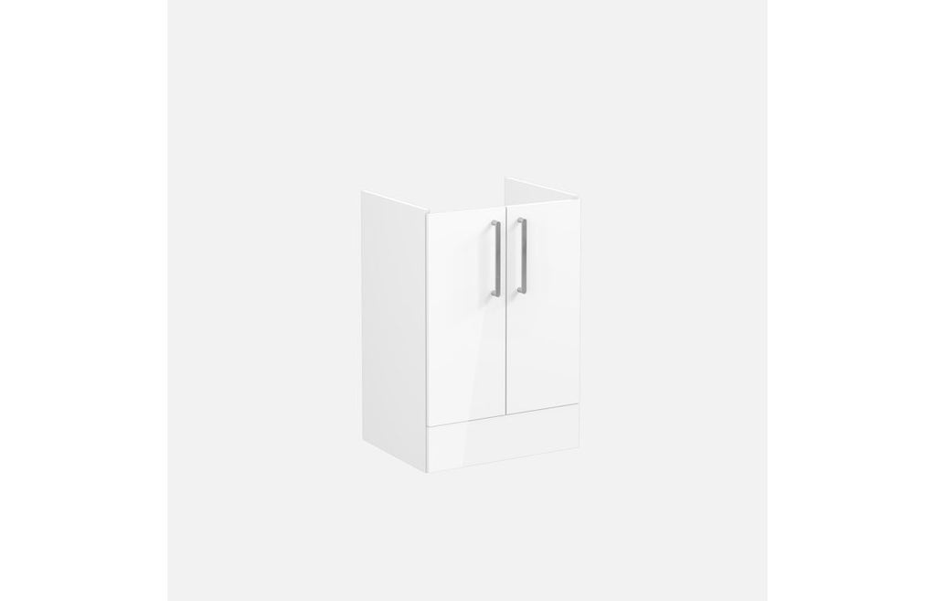VTFT0898 - VitrA Root Flat 60cm 2 Door Floor Standing Washbasin Unit - High Gloss White image