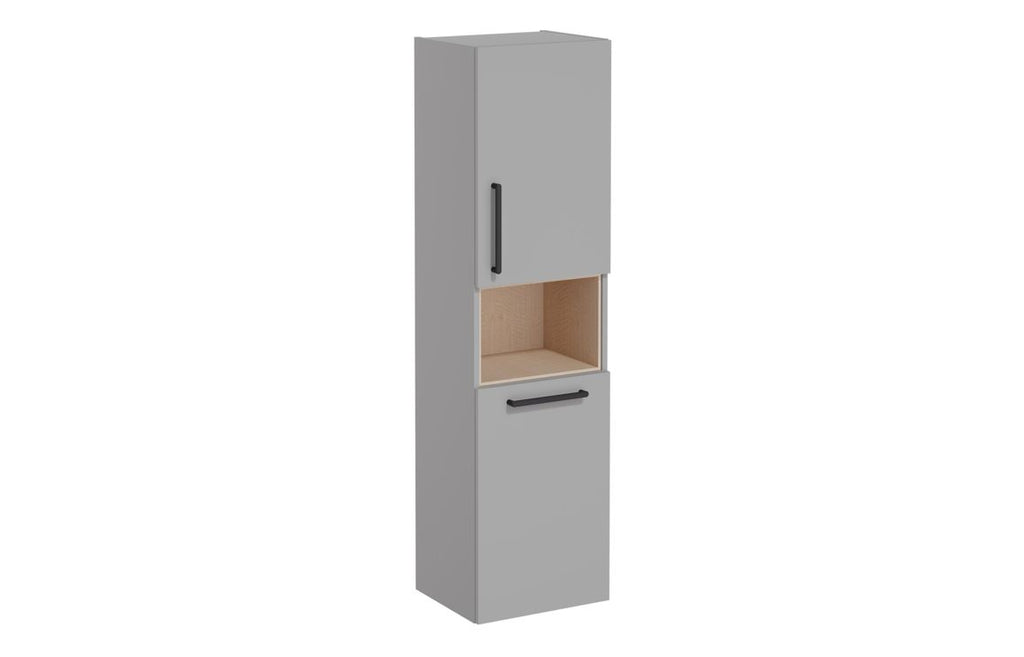 VTFT0340 - VitrA Root Flat 40cm 2 Door Semi-Tall Unit w/Laundry Basket (RH Hinge) - Matt Rock Grey image