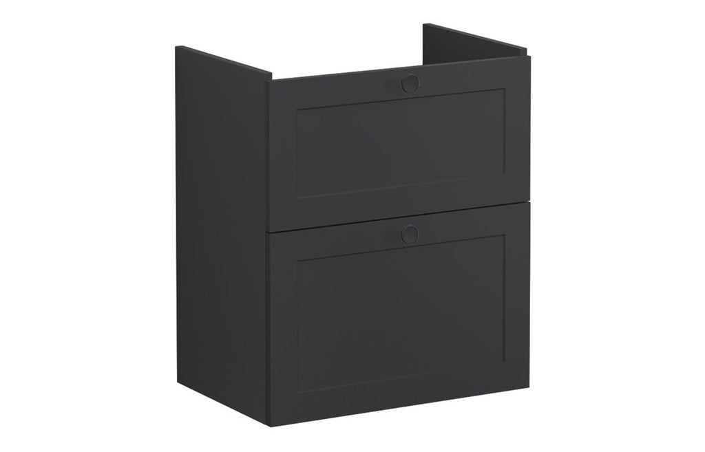 VTFT1638 - VitrA Root Classic 60cm 2 Drawer Slim Washbasin Unit - Matt Graphite image