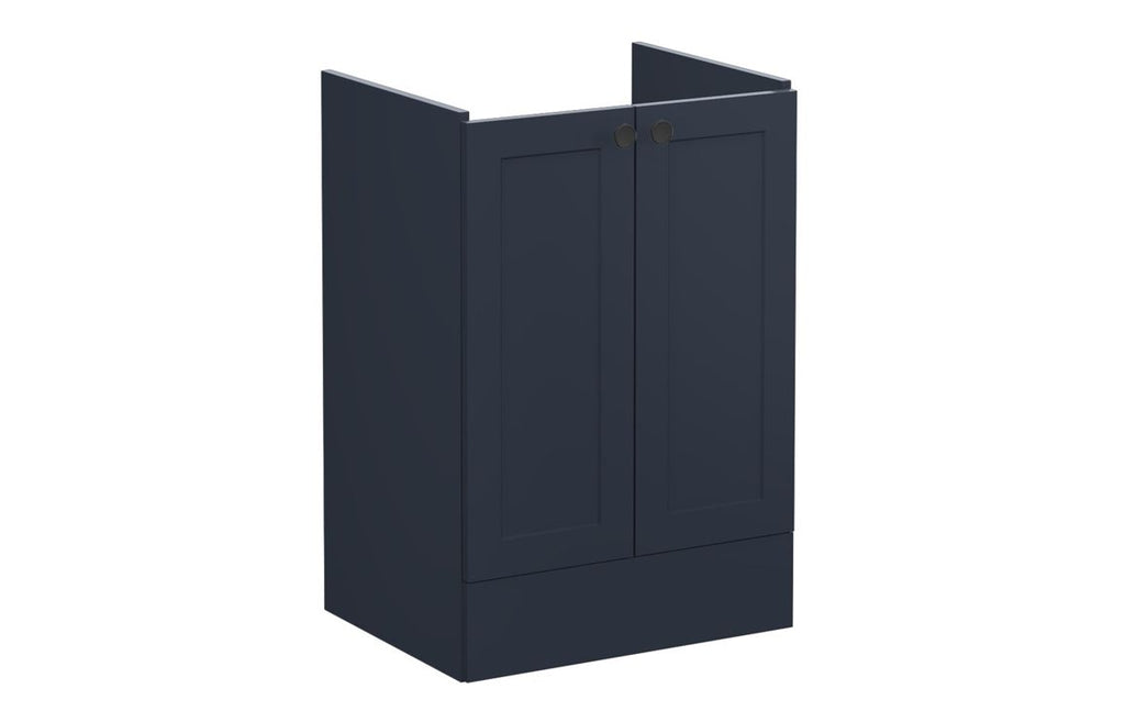 VTFT1518 - VitrA Root Classic 60cm 2 Door Floor Standing Washbasin Unit - Matt Dark Blue image