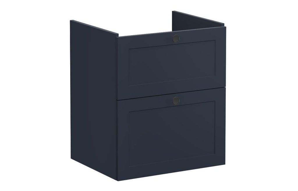 VTFT1524 - VitrA Root Classic 60cm 2 Drawer Washbasin Unit - Matt Dark Blue image