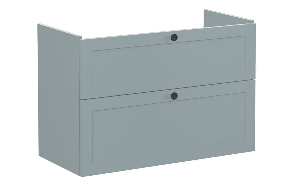 VTFT1658 - VitrA Root Classic 100cm 2 Drawer Washbasin Unit - Matt Fjord Green image