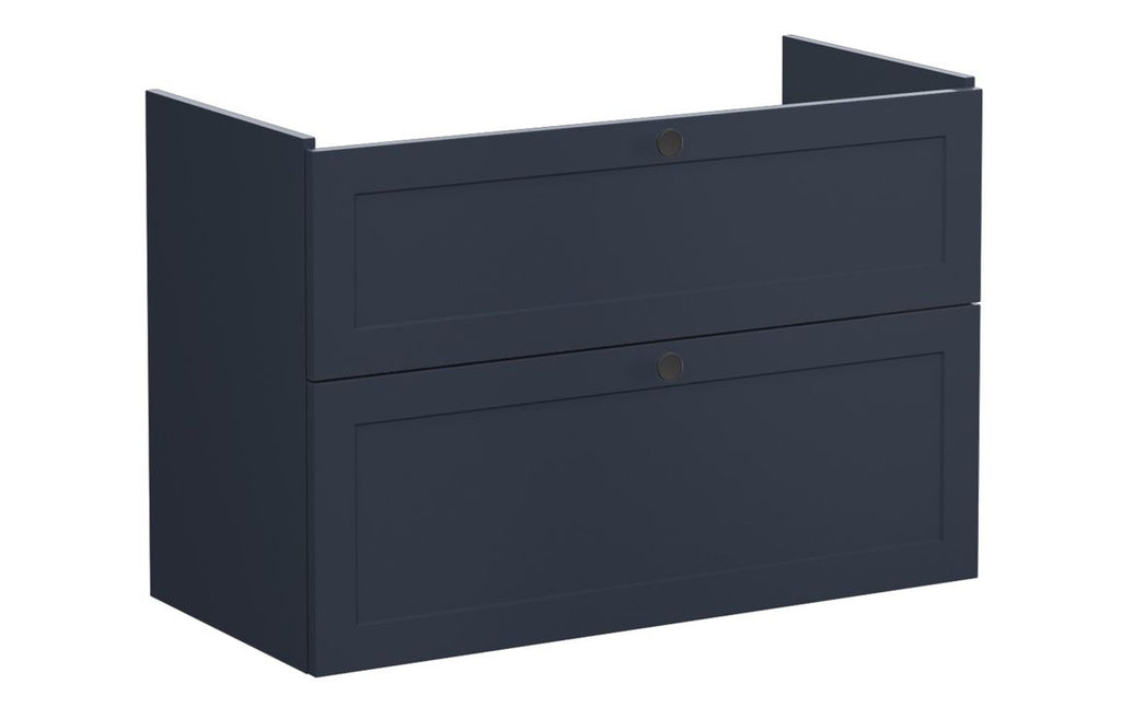 VTFT1642 - VitrA Root Classic 100cm 2 Drawer Washbasin Unit - Matt Dark Blue image