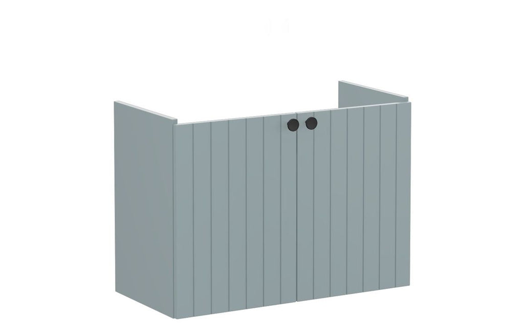 VTFT2356 - VitrA Root Groove 80cm 2 Door Wall Hung Slim Washbasin Unit - Matt Fjord Green image