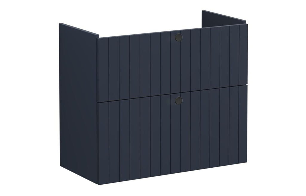 VTFT1544 - VitrA Root Groove 80cm 2 Drawer Slim Washbasin Unit - Matt Dark Blue image