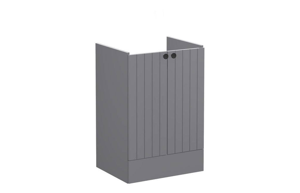 VTFT1674 - VitrA Root Groove 60cm 2 Door Floor Standing Washbasin Unit - Matt Grey image
