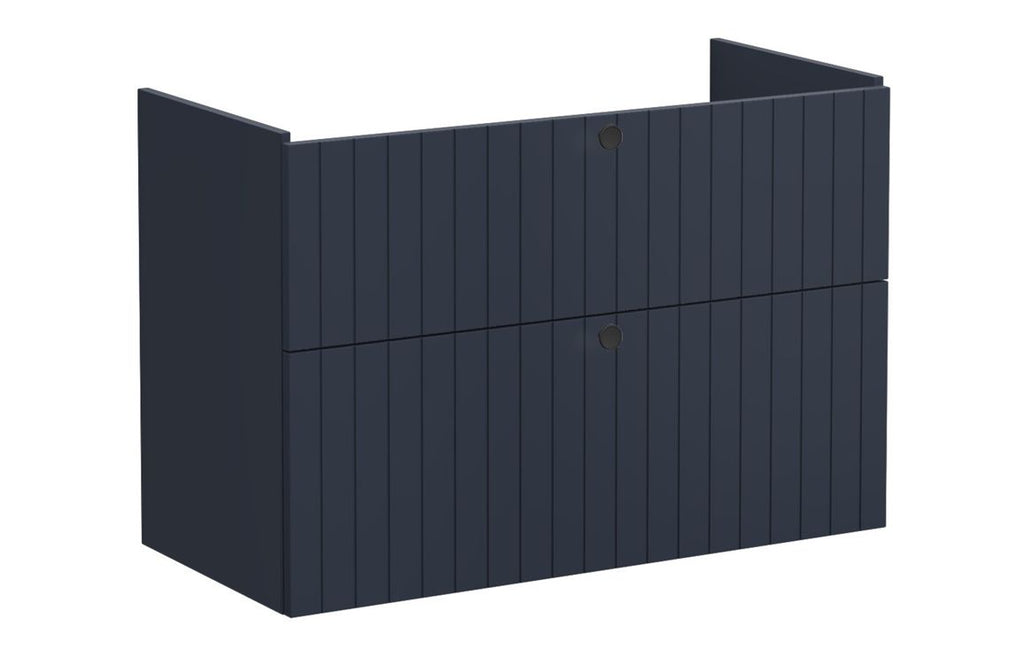 VTFT1712 - VitrA Root Groove 100cm 2 Drawer Washbasin Unit - Matt Dark Blue image