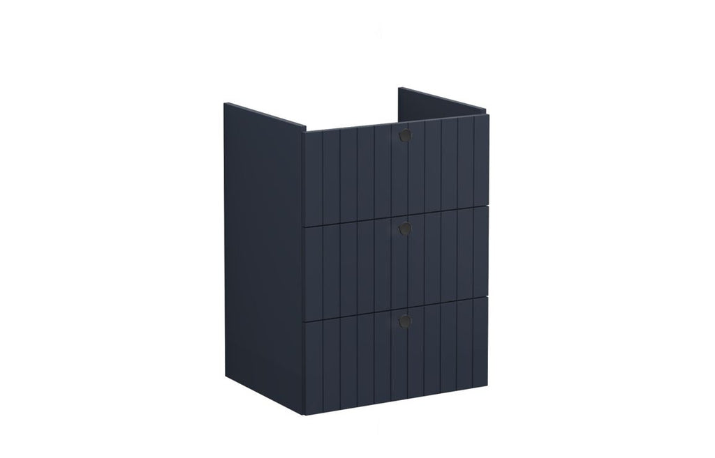 VTFT2160 - VitrA Root Groove 60cm 3 Drawer Washbasin Unit - Matt Dark Blue image