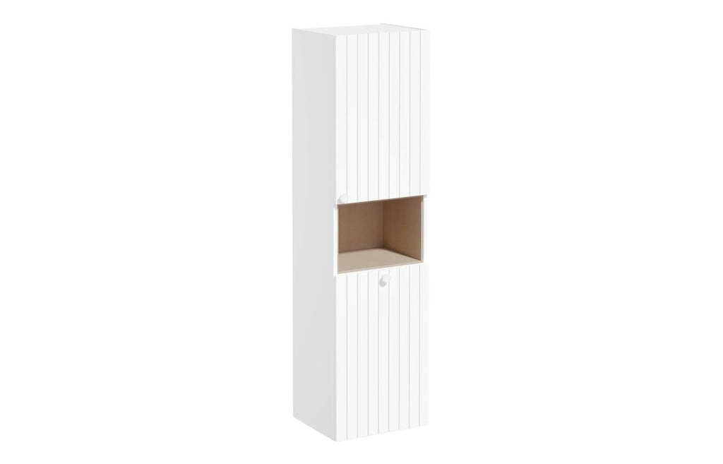 VTFT1618 - VitrA Root Groove 40cm 2 Door Semi-Tall Unit w/Laundry Basket (RH Hinge) - Matt White image