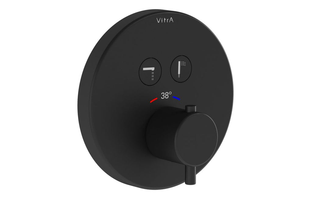 VTCM0072 - VitrA Aquacontrol Round Concealed Thermostatic 2-Way Bath Mixer - Matt Black image