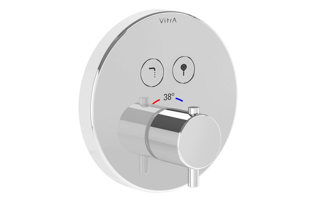 VTCM0030 - VitrA Aquacontrol Round Concealed Thermostatic 2-Way Bath Mixer - Chrome image