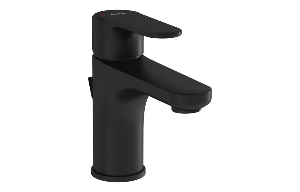 VTTS1502 - VitrA Root Round Compact Basin Mixer w/Waste Lever - Matt Black image