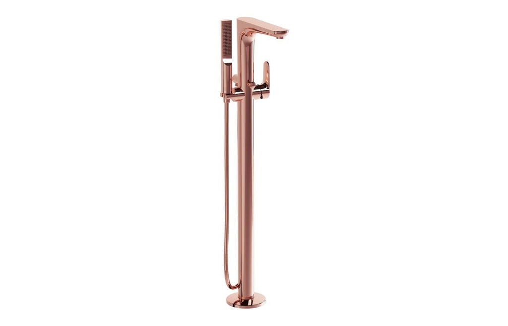 VTTB1070 - VitrA Root Round Floor Standing Bath/Shower Mixer - Soft Copper image