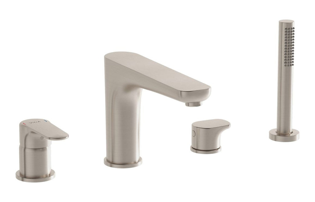 VTTB4016 - VitrA Root Round 4-Hole Bath/Shower Mixer - Brushed Nickel image