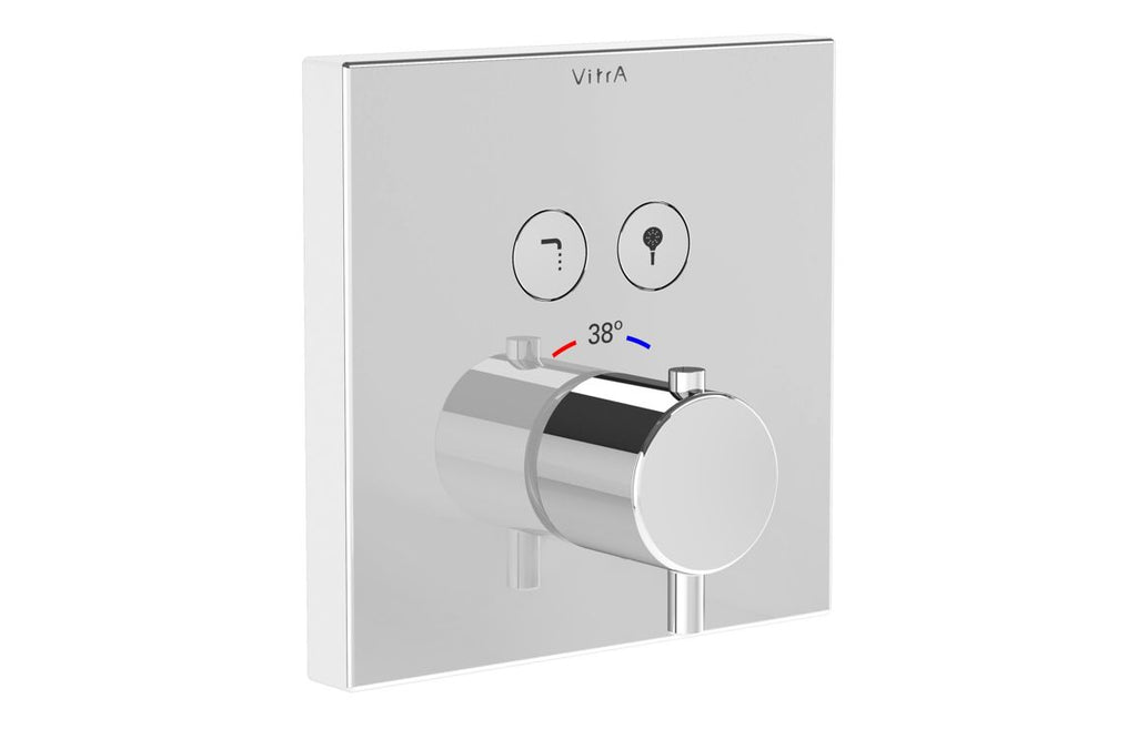 VTCM0122 - VitrA Aquacontrol Square Concealed Thermostatic 2-Way Bath Mixer - Chrome image