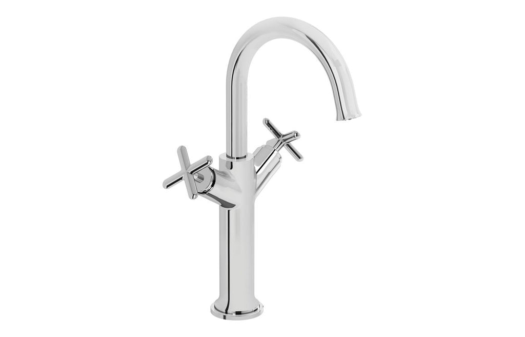 VTTS1078 - VitrA Origin Classic Tall Basin Mixer (Cross Handles) - Brushed Gold image