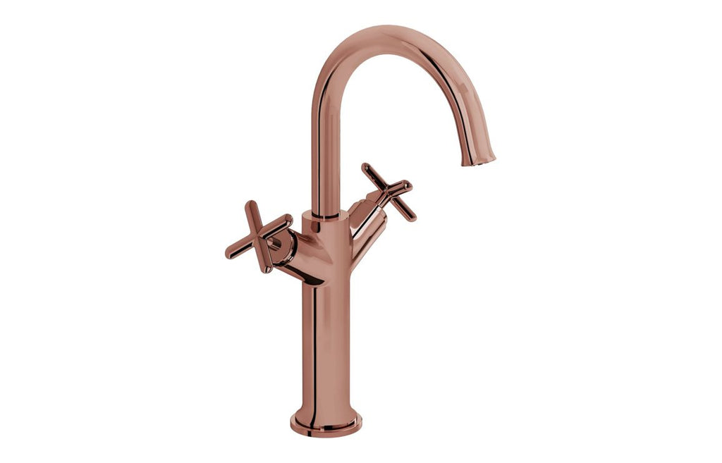 VTTS1164 - VitrA Origin Classic Tall Basin Mixer (Cross Handles) - Soft Copper image