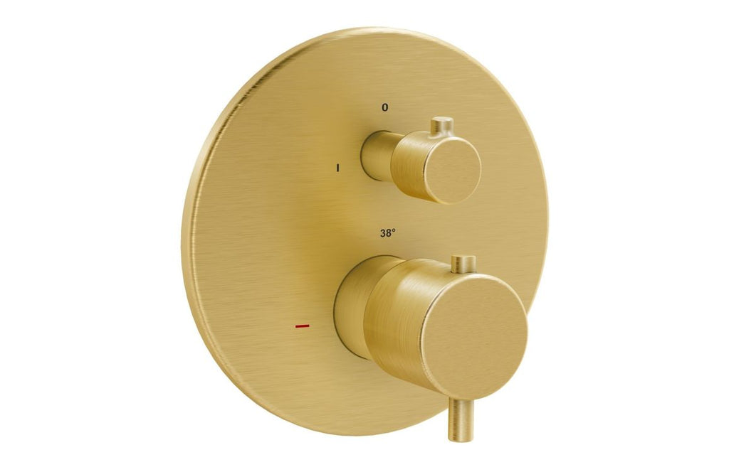 VTCM0036 - VitrA Root Round Integrated Thermostatic Bath/Shower Mixer Valve - Brushed Gold image