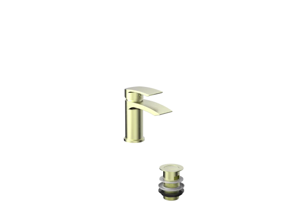 SWBR059 - Linford PVD Coated Mini Mono Basin Mixer w/ Pop Up Waste - Brushed Brass image