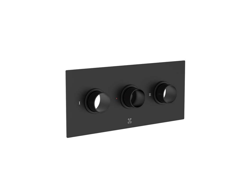 FR-2505 - Forge Collection Romero Shower Plate 3 Outlet 3 Handles Horizontal - Black image