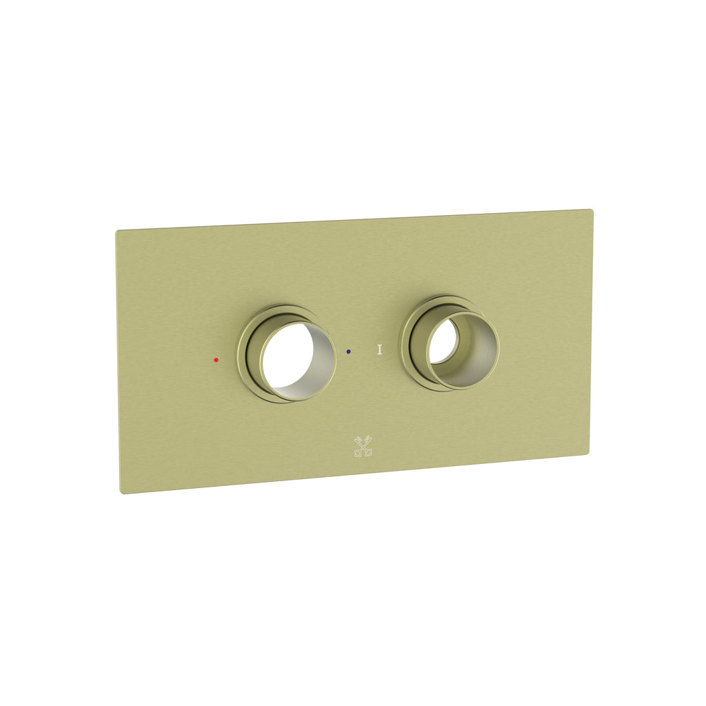 FR-2498 - Forge Collection Romero Shower Plate 1 Outlet 2 Handles Horizontal - Brushed Brass image