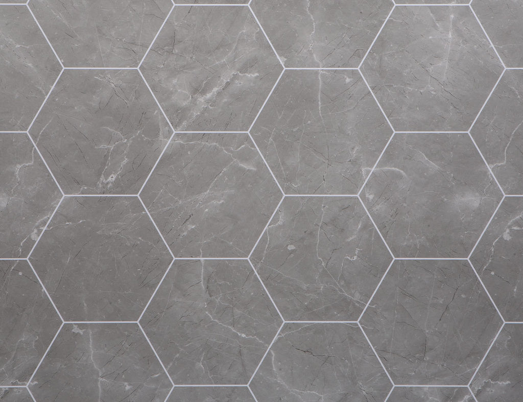 4010040205 - Neptune 1000mm x 2400mm Heavy Duty Grout Line Panel - Lunar Stone Hexagon Tile image