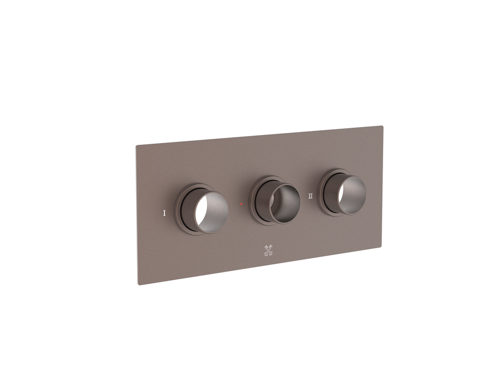 FR-2507 - Forge Collection Romero Shower Plate 3 Outlet 3 Handles Horizontal - Brushed Bronze image