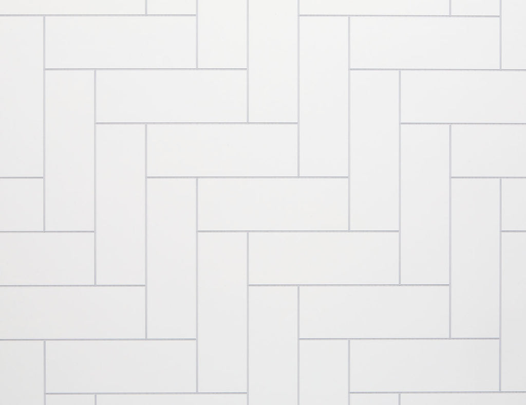 4010040190 - Neptune 1000mm x 2400mm Heavy Duty Grout Line Panel - White Straight Herringbone image