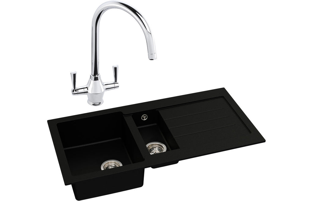 ABDP0022 - Abode Xcite 1.5B Inset Black Metallic Sink & Astral Tap Pack image
