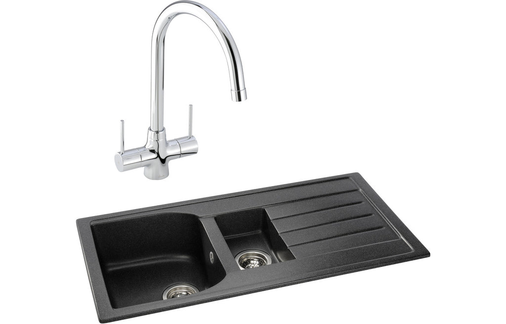 ABDP0029 - Abode Oriel 1.5B Inset Black Granite Sink & Nexa Tap Pack image