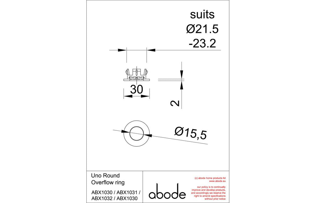 ABX1034 - Abode Uno Basin Overflow Ring - Gunmetal image