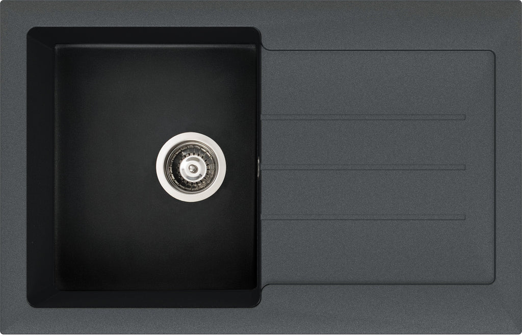 AW3168 - Abode Xcite 1B & Drainer Granite Inset Sink - Black Metallic image